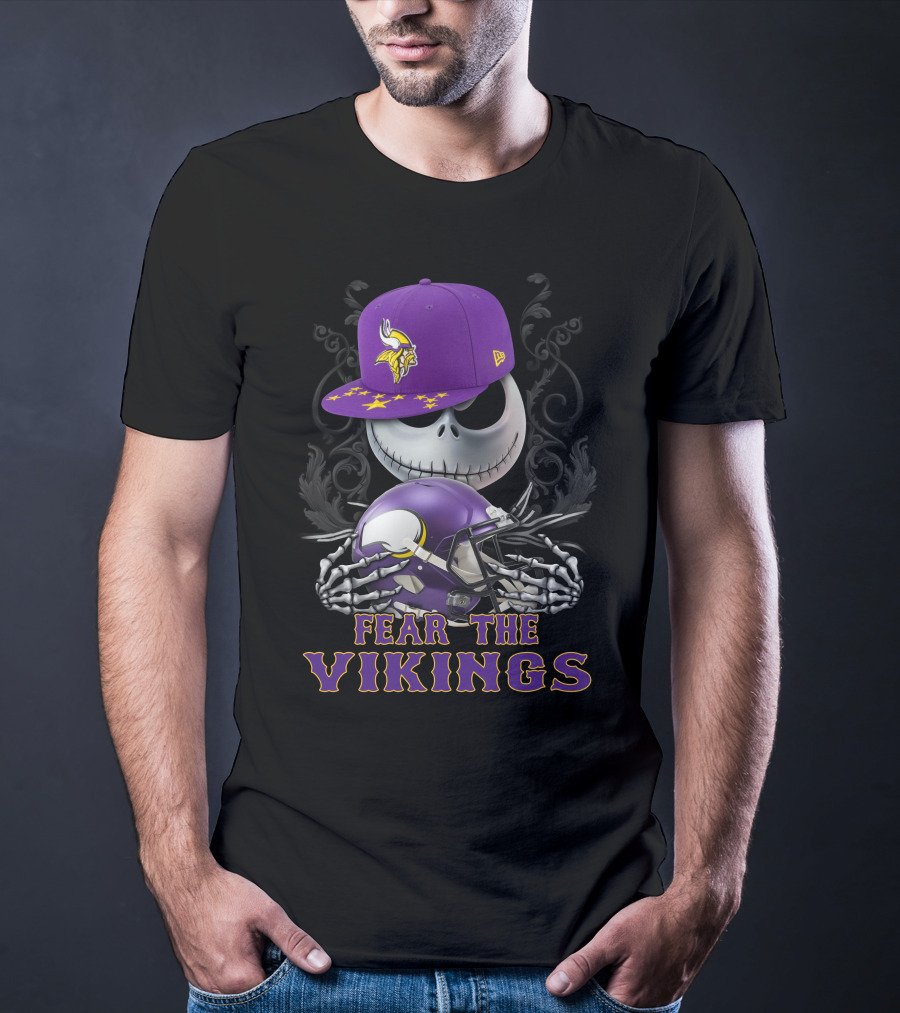 Fear The Vikings Minnesota Vikings Skeleton Halloween Football T-Shirt
