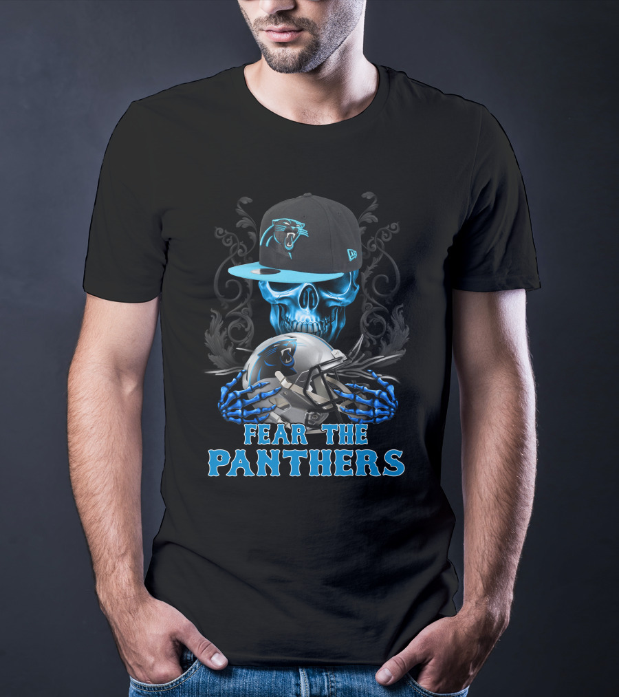 Fear The Panthers Ds002-05 Carolina Panthers Skull And Helmet T-Shirt