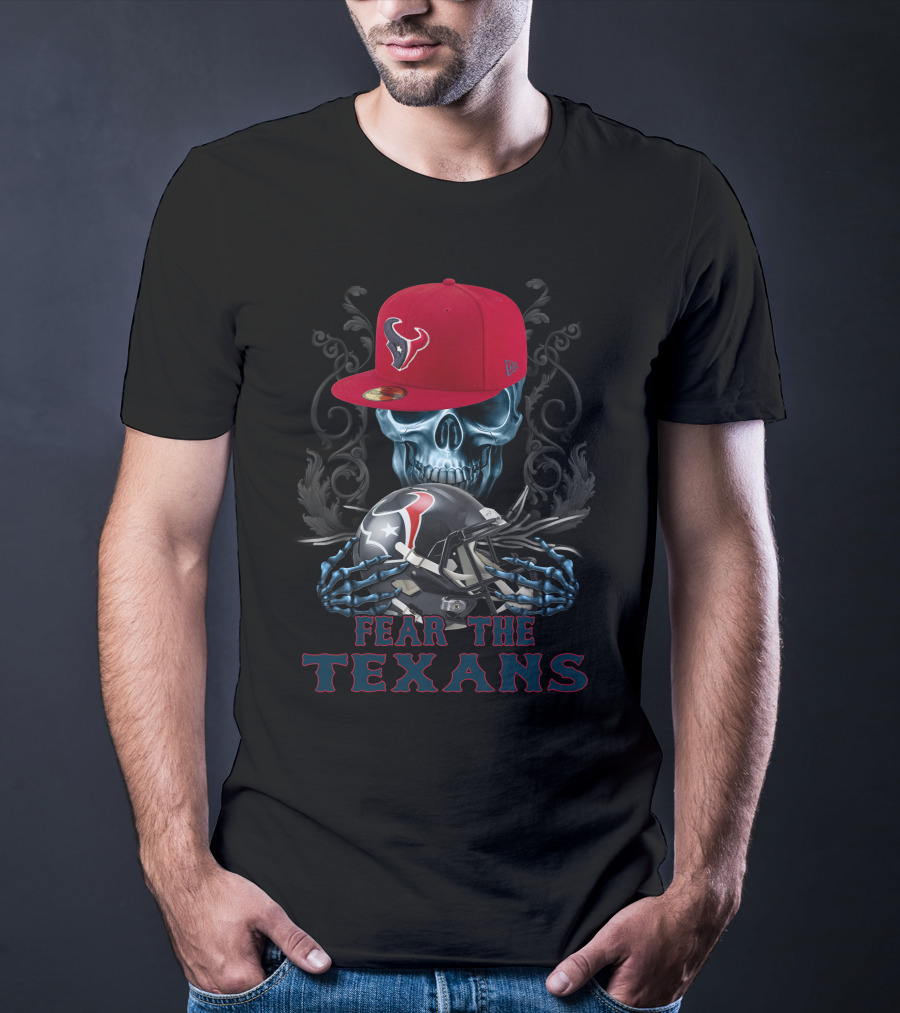 Fear The Texans Ds002-13 Houston Texans Skull With Caps And Helmet T-Shirt