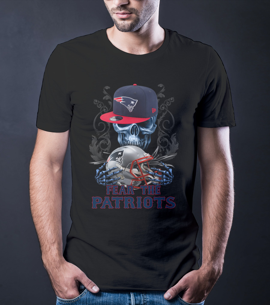 Fear The Patriots New England Patriots Skull And Helmets T-Shirt