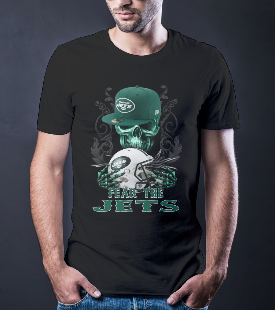 Fear The Jets New York Jets Helmet And Cap Skull Art Ds002-22 T-Shirt