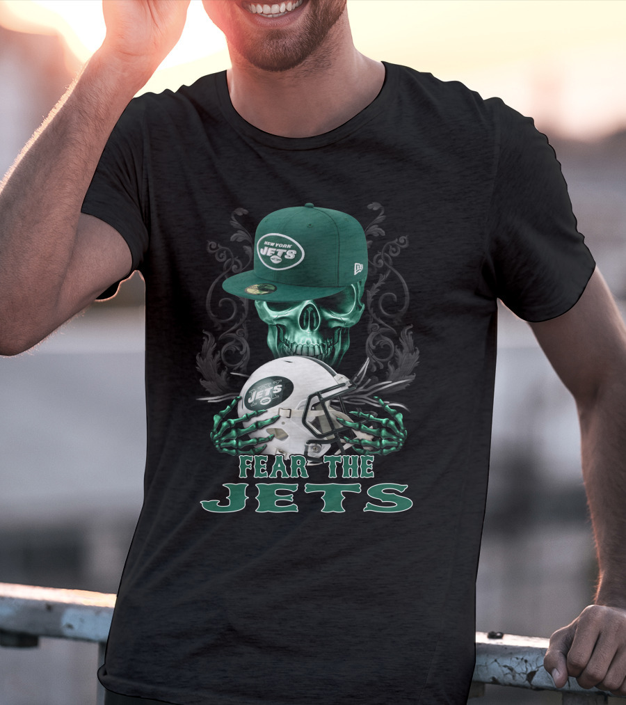 Fear The Jets New York Jets Helmet And Cap Skull Art Ds002-22 T-Shirt