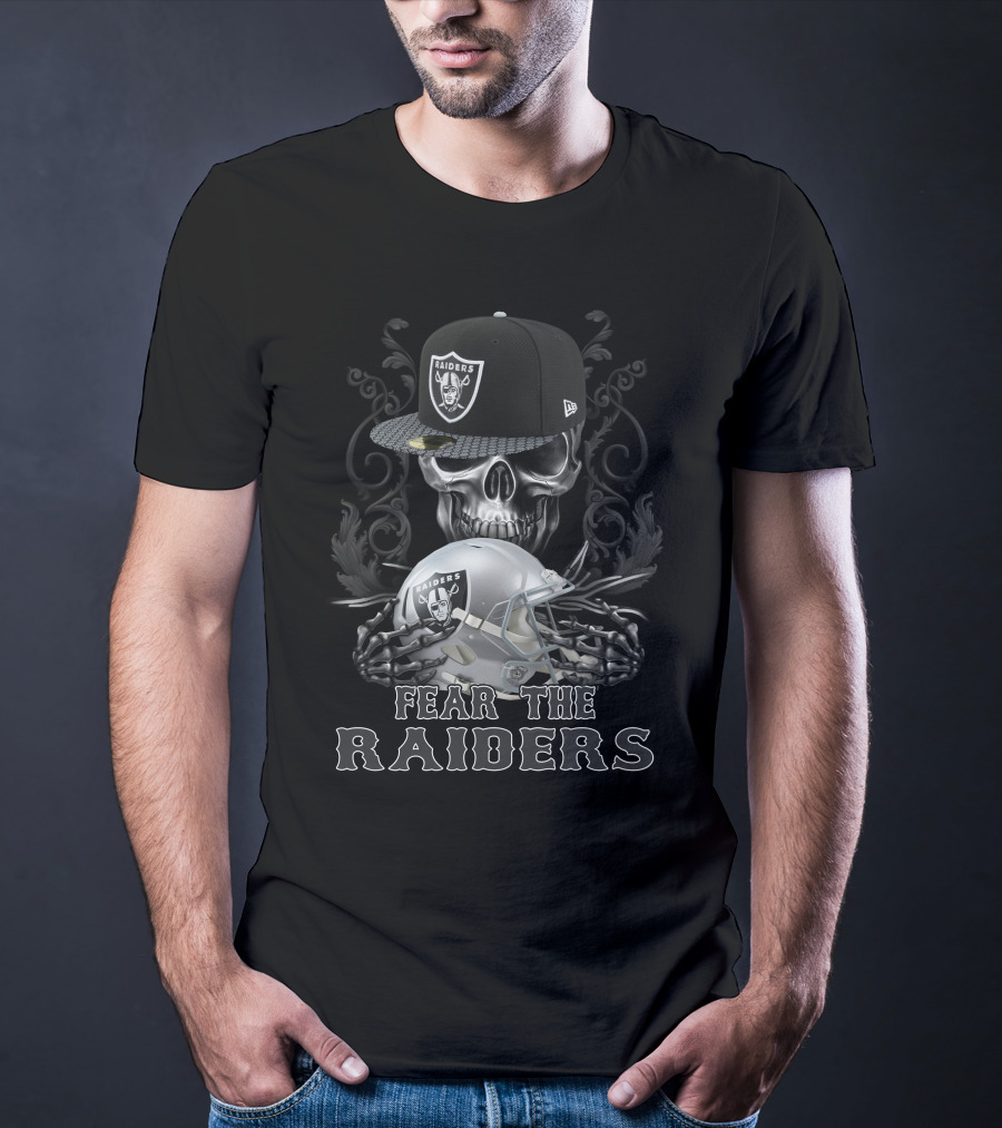 Fear The Las Vegas Raiders Skull Helmet Cap T-Shirt