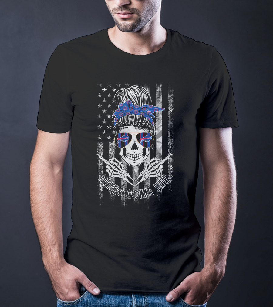 Haters Gonna Hate Buffalo Bills Skull With Bandana And Sunglasses T-Shirt