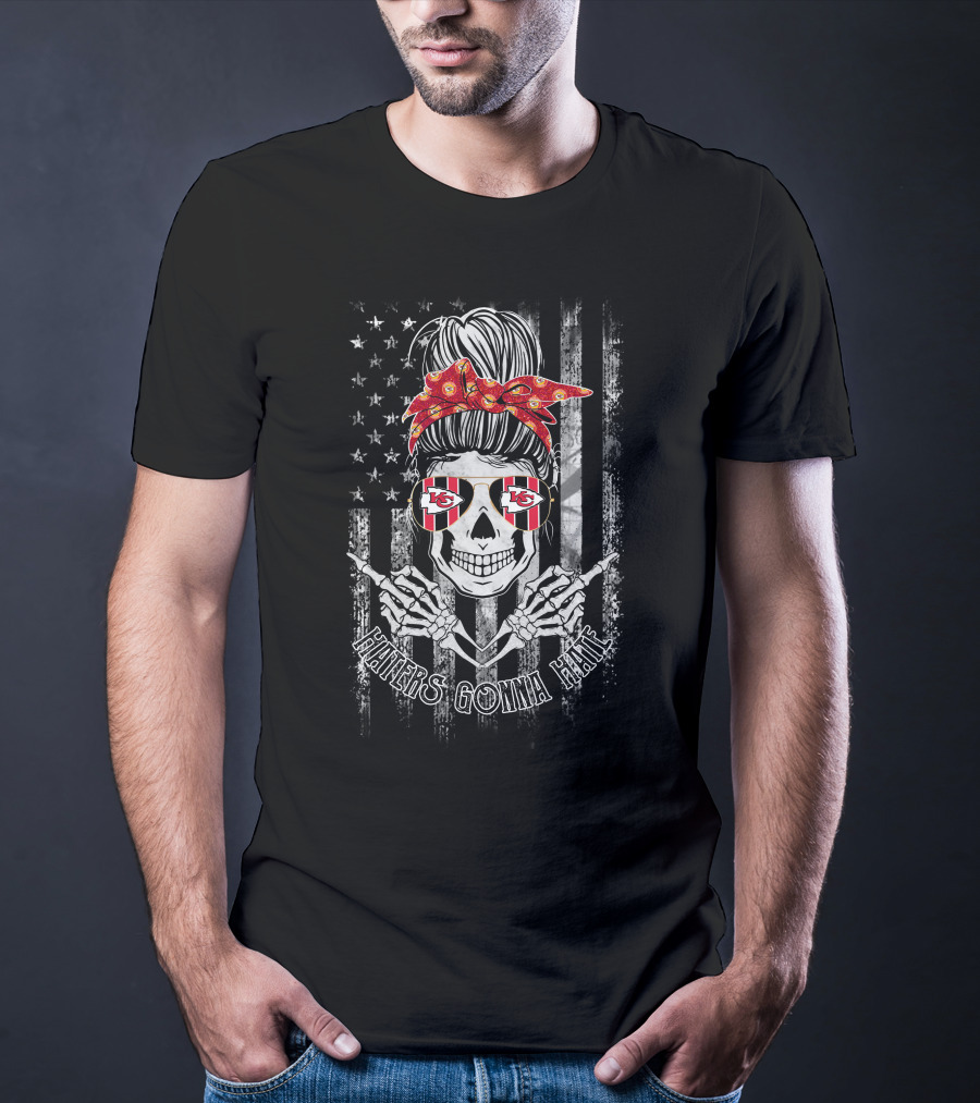 Haters Gonna Hate Kansas City Chiefs Skeleton Skull Usa Flag T-Shirt
