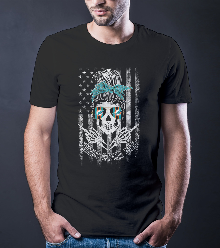 Haters Gonna Hate Miami Dolphins Skull Usa Flag T-Shirt