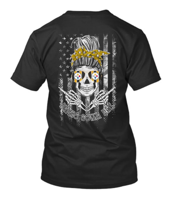 Haters Gonna Hate Pittsburgh Steelers Skull Bandana Bow Flag Sunglasses T-Shirt