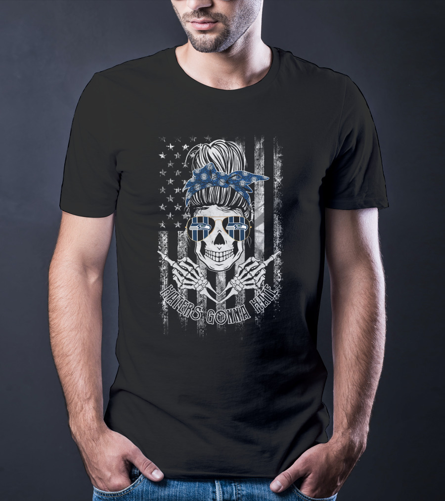 Haters Gonna Hate Seattle Seahawks Skull With Bandana And Sunglasses T-Shirt