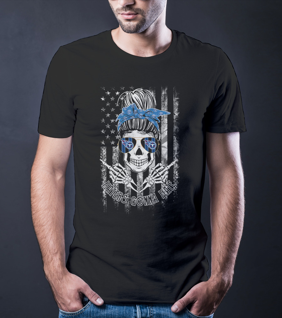Tennessee Titans Haters Gonna Hate Skull With Bandana And Sunglasses T-Shirt