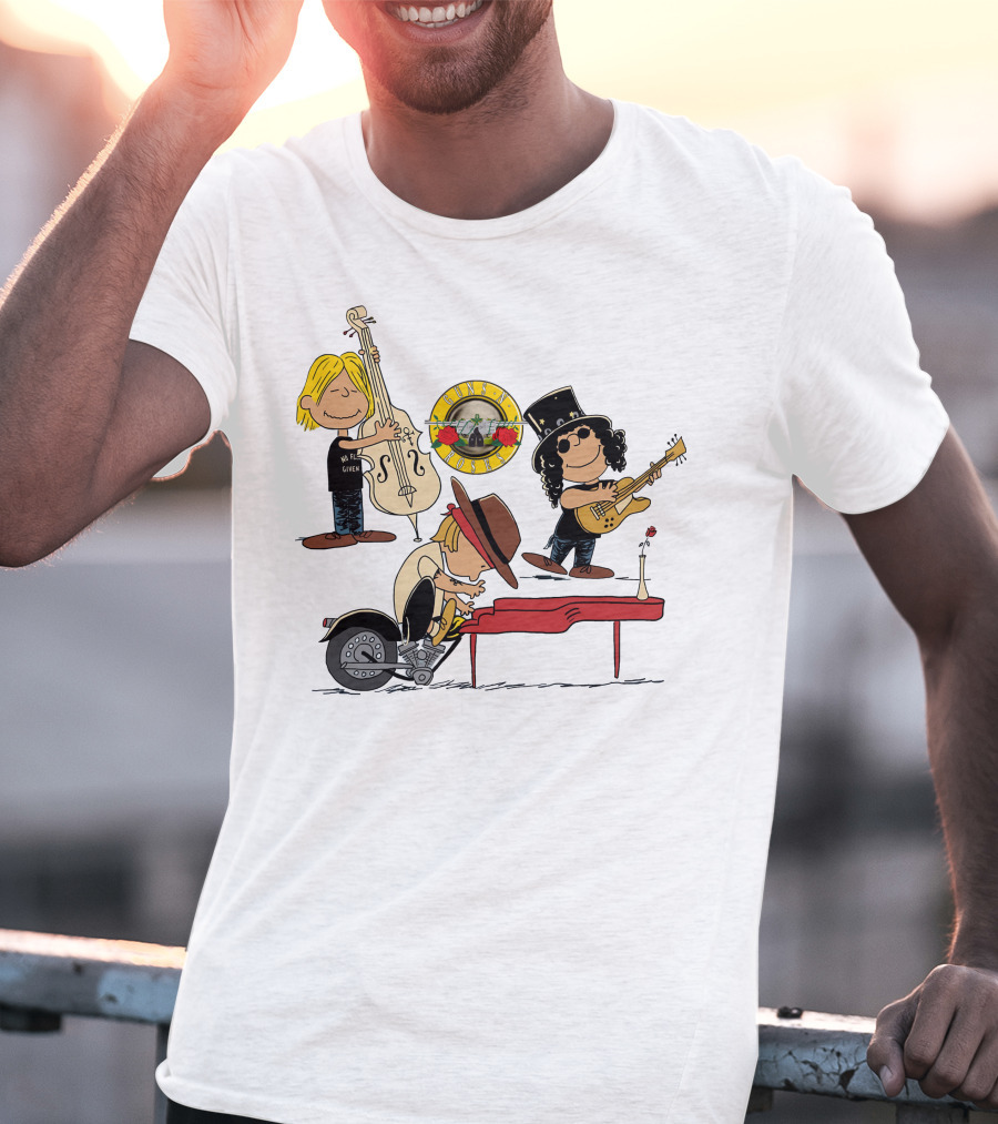 Guns N' Roses We're F'N' Back Cartoon Style With Famous Rock Band T-Shirt