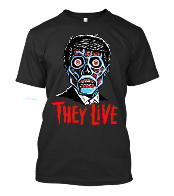 They Live Alien Skull Face Red Blue Mask T-Shirt