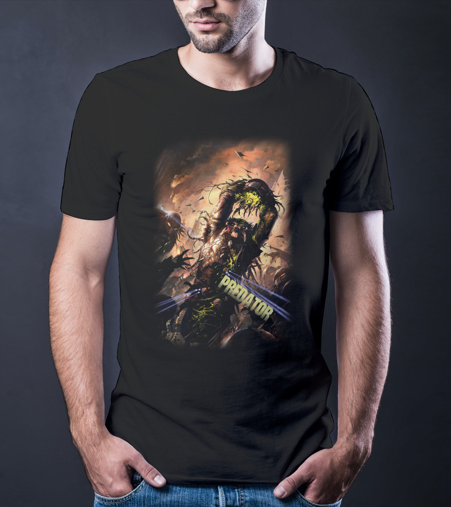 Predator Alien Creature Battle Scene T-Shirt