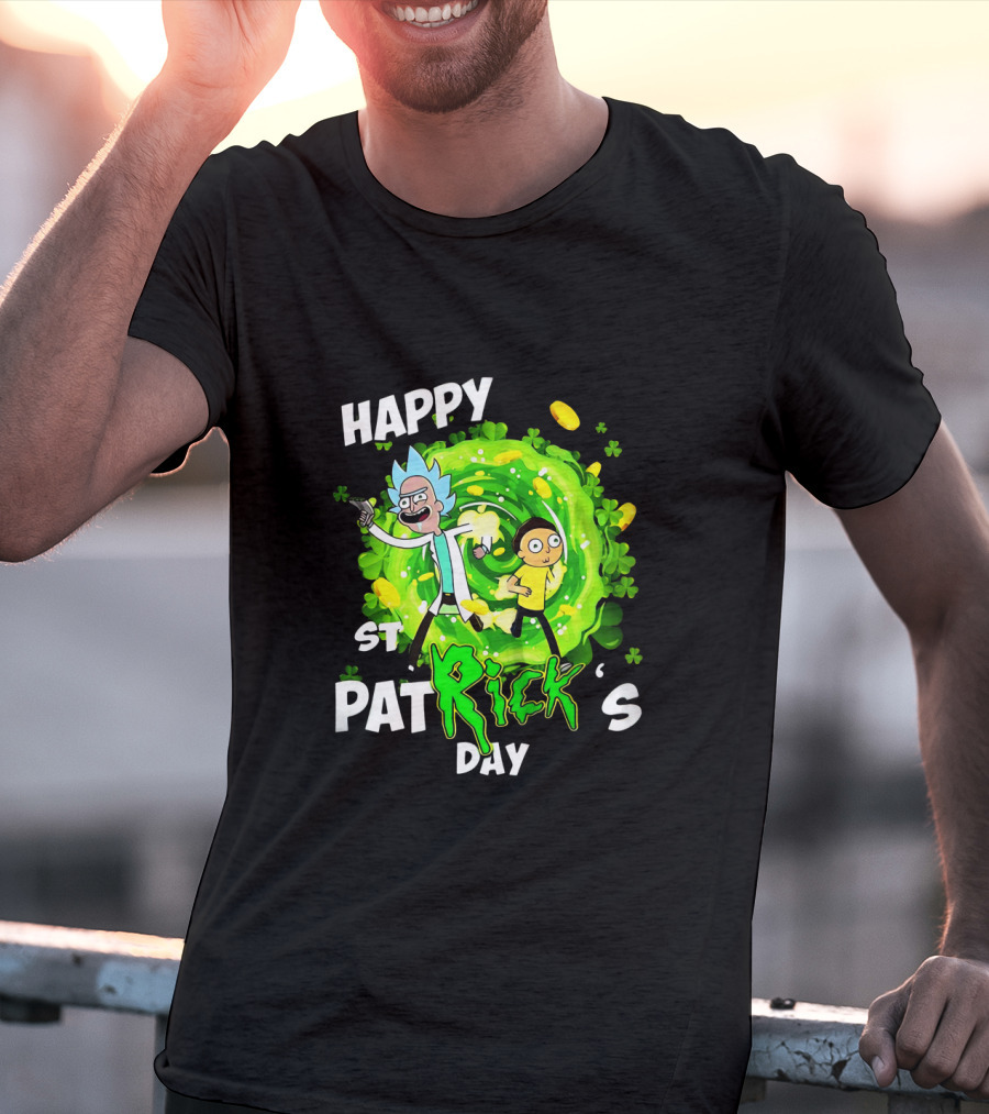 Happy St. Patrick's Day Rick And Morty Portal Adventure T-Shirt