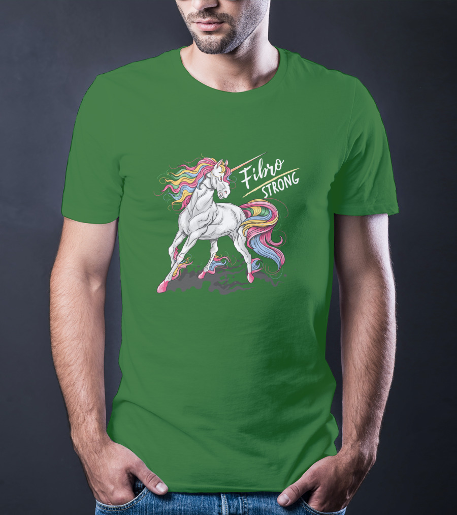 Fibro Unicorn Strong Rainbow Mane T-Shirt