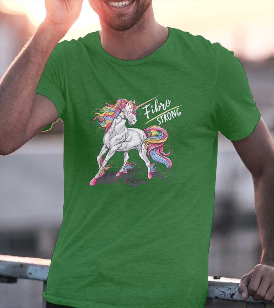 Fibro Unicorn Strong Rainbow Mane T-Shirt