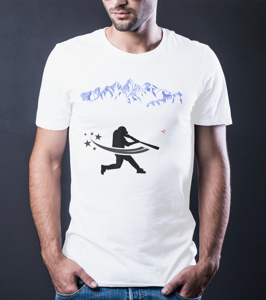 Colorado Rocky Mountain Baseball Silhouette And Stars T-Shirt