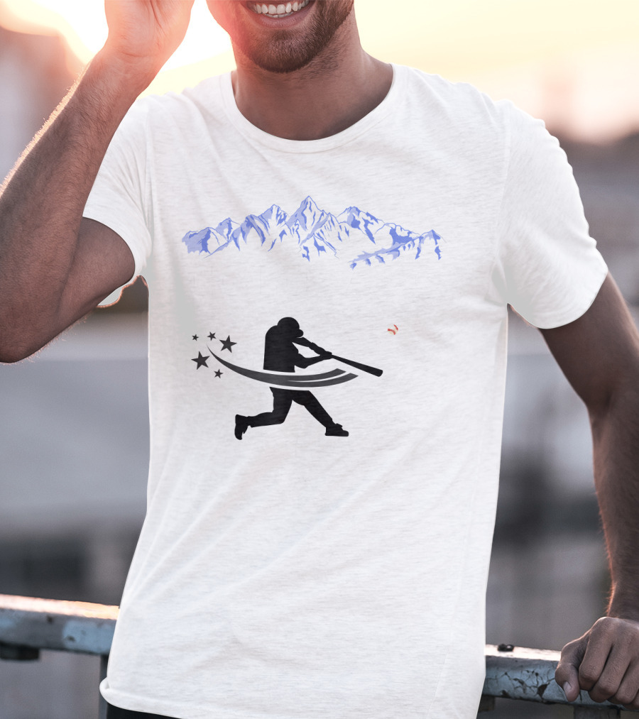 Colorado Rocky Mountain Baseball Silhouette And Stars T-Shirt