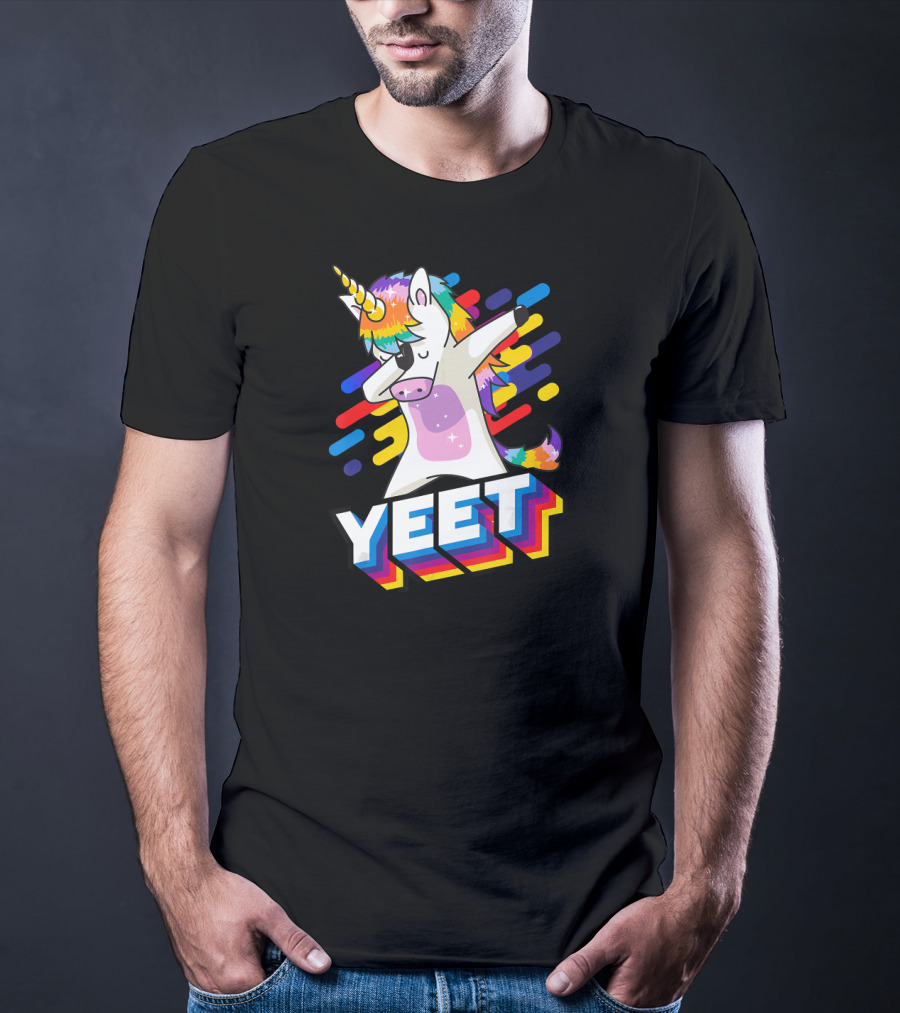 YEET Colorful Dabbing Dancing Unicorn T-Shirt