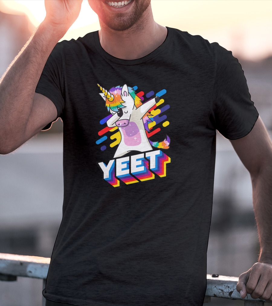 YEET Colorful Dabbing Dancing Unicorn T-Shirt