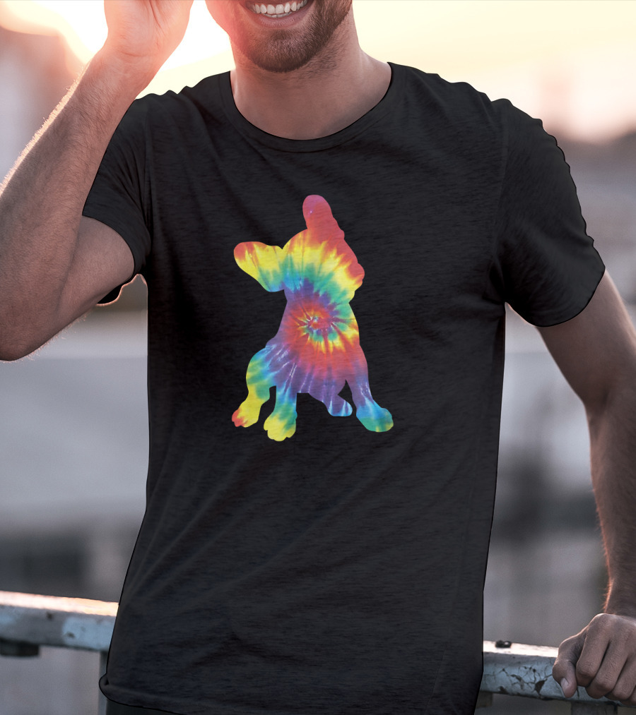 Colorful Hippie Tie Dye French Bulldog Rainbow T-Shirt