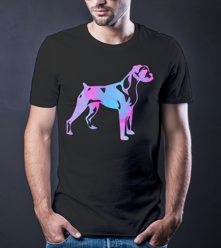 Colorful Watercolor Boxer Dog Psychedelic T-Shirt