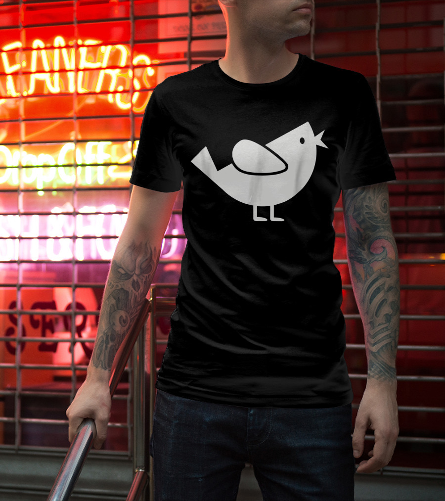 Comic Bird Black And White Minimalist T-Shirt
