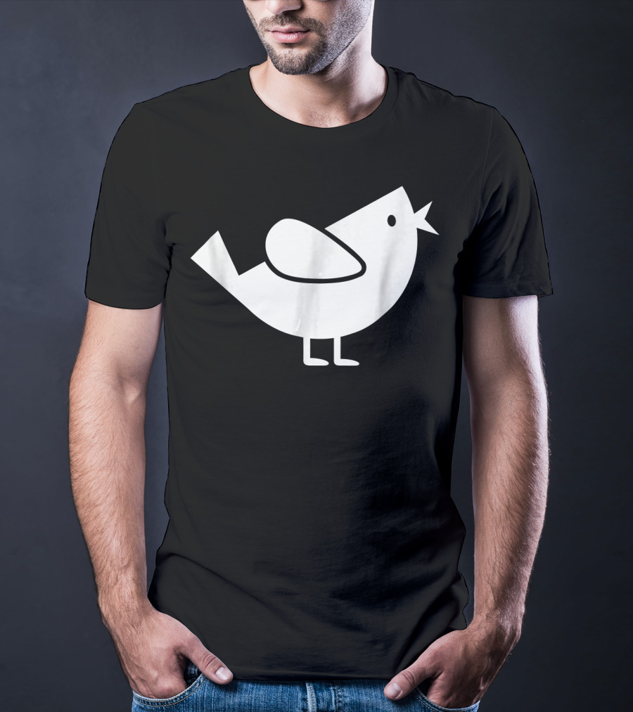 Comic Bird Black And White Minimalist T-Shirt
