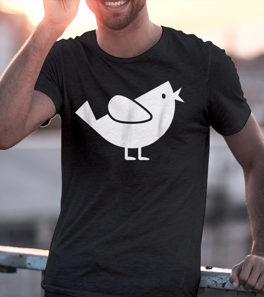 Comic Bird Black And White Minimalist T-Shirt