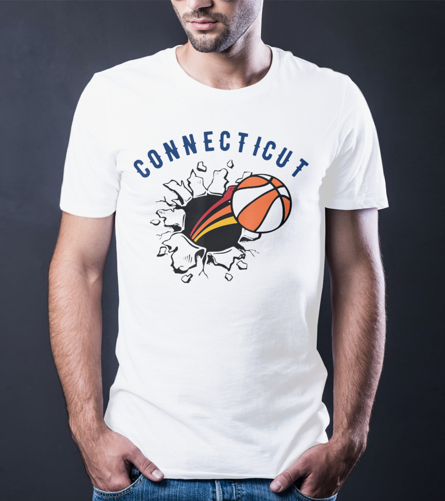 Connecticut Basketball Burst Design With Basketball T-Shirt