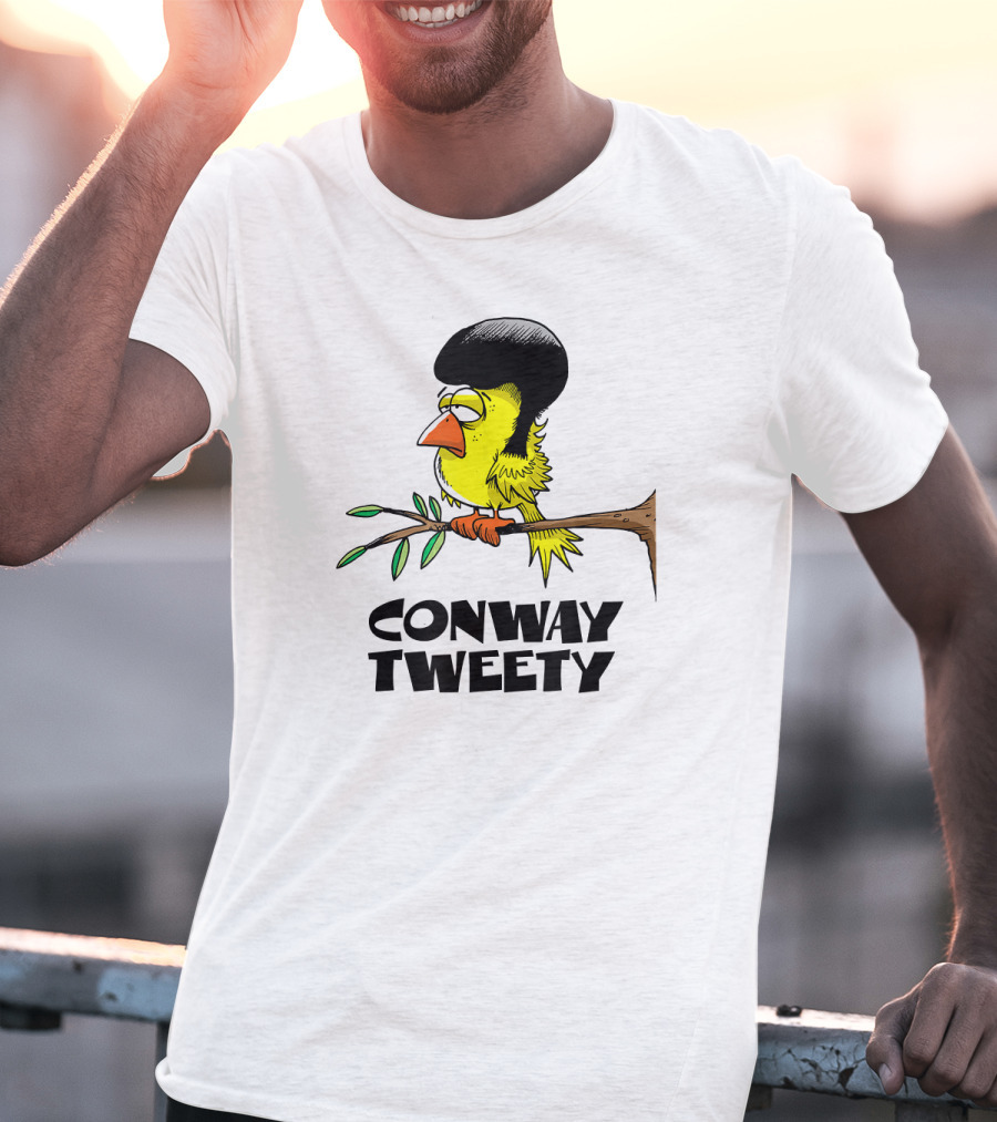 Conway Tweety Funny Cartoon Bird With Hair On Branch T-Shirt