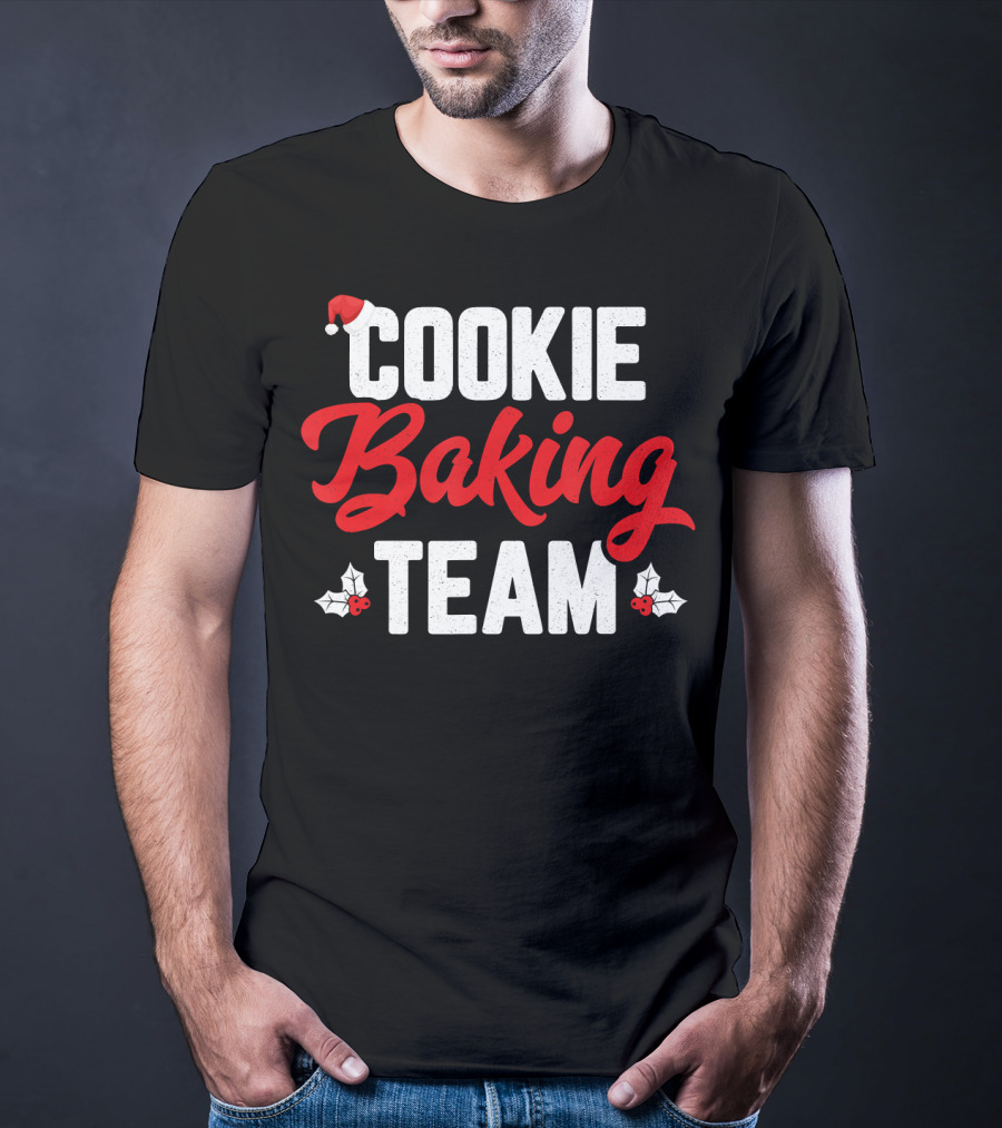 Cookie Baking Team Santa Hat Holly Christmas T-Shirt