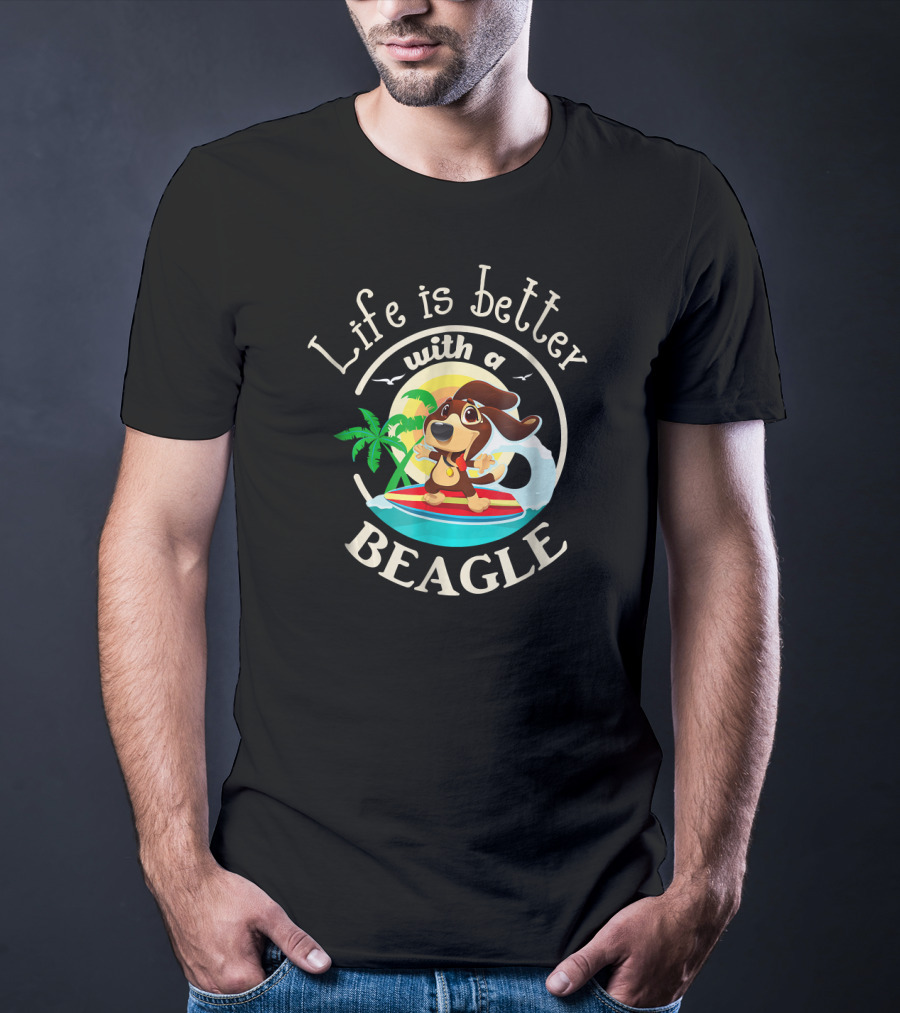 Life Is Better With A Beagle Surfing Adventure T-Shirt