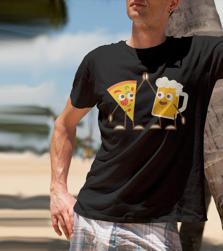 Pizza And Beer Slice High Five Fun T-Shirt