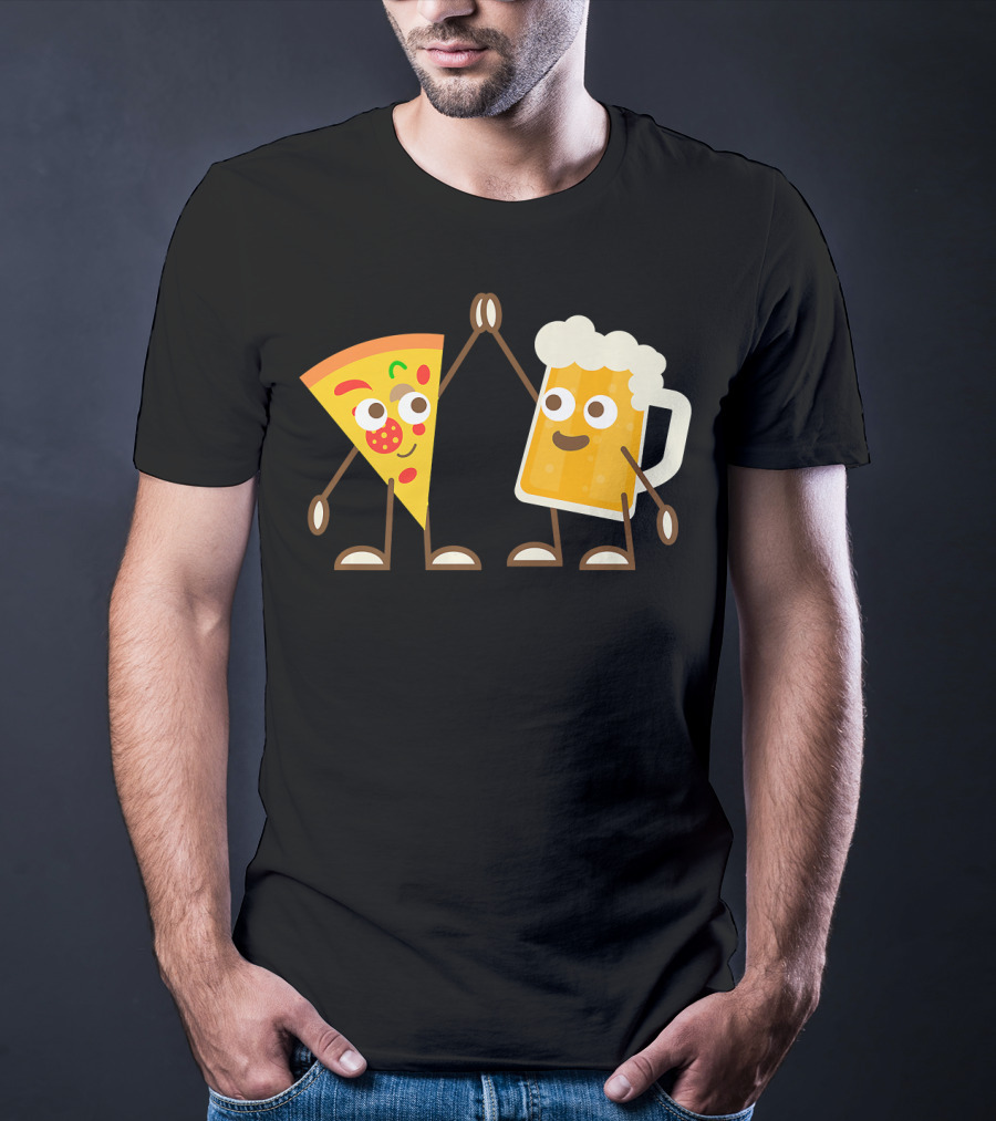 Pizza And Beer Slice High Five Fun T-Shirt