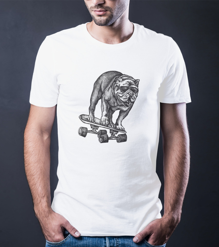 Cool Skateboarding English Bulldog T-Shirt
