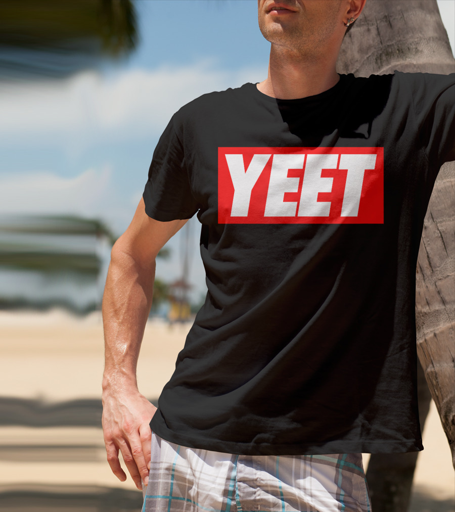 Yeet Basketball Red Bold Typography T-Shirt