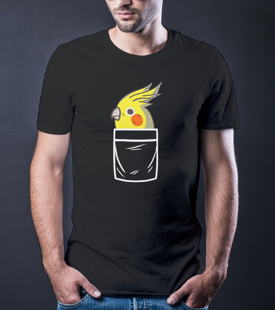 Crazy Cockatiel Funny Bird In Pocket T-Shirt