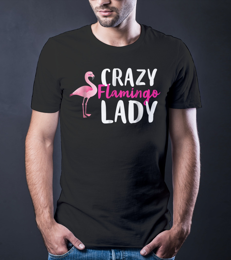 Crazy Flamingo Lady Wading Bird Species Lover T-Shirt