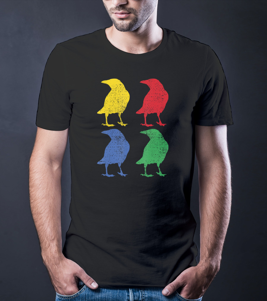 Crow Raven Bird Love Pop Art Quartet T-Shirt