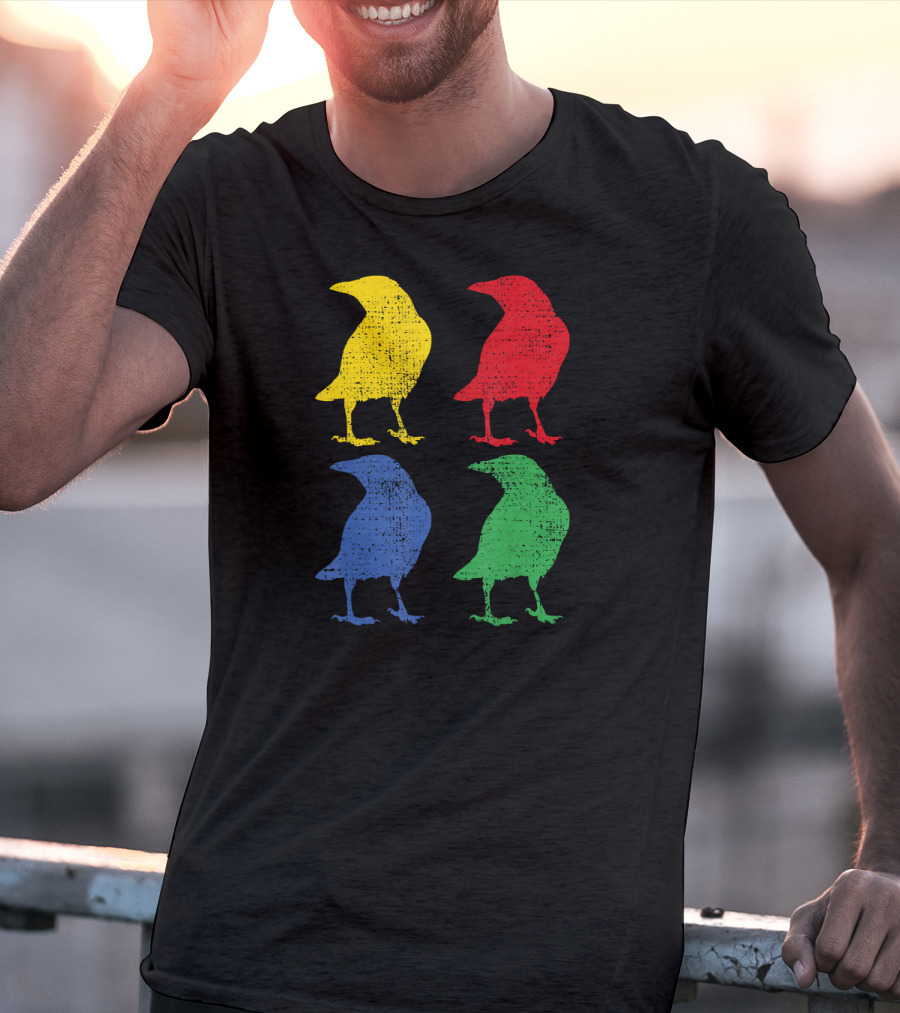 Crow Raven Bird Love Pop Art Quartet T-Shirt
