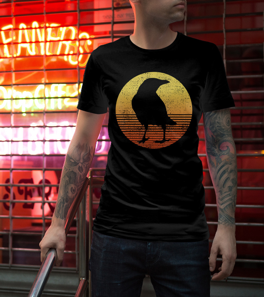 Crow Bird Lover Raven Sunset T-Shirt
