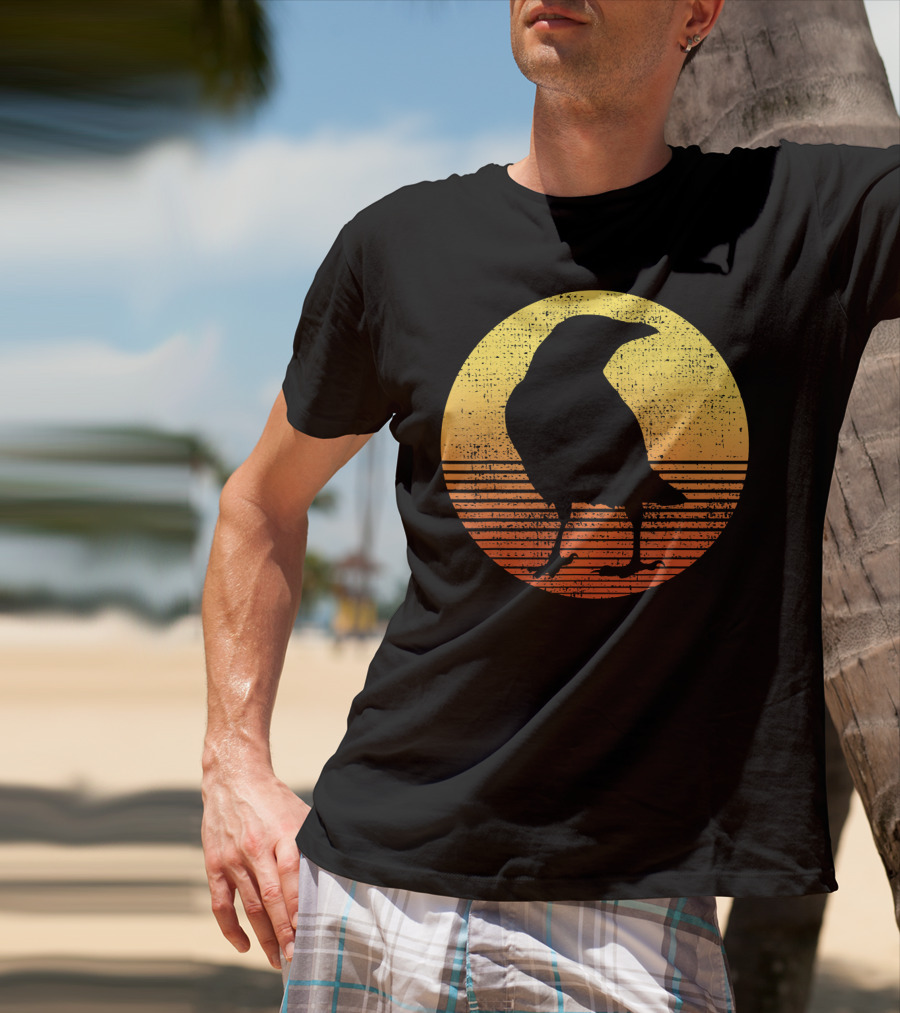 Crow Bird Lover Raven Sunset T-Shirt