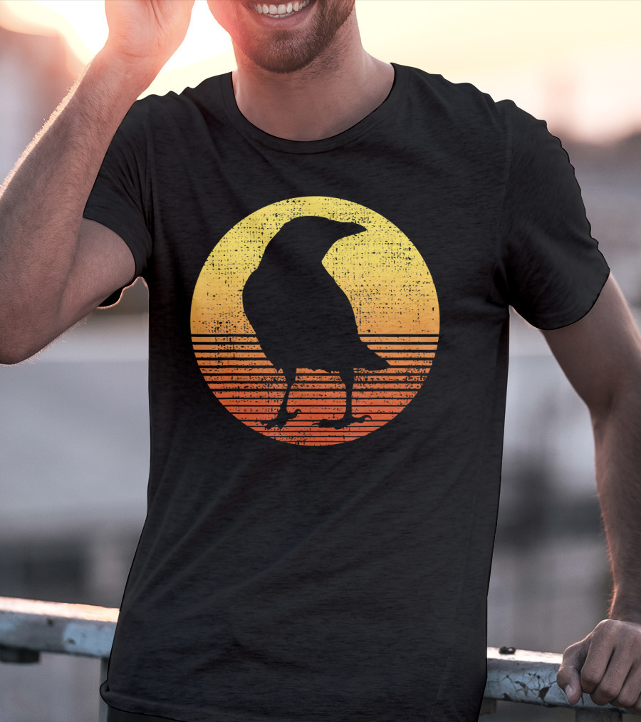 Crow Bird Lover Raven Sunset T-Shirt