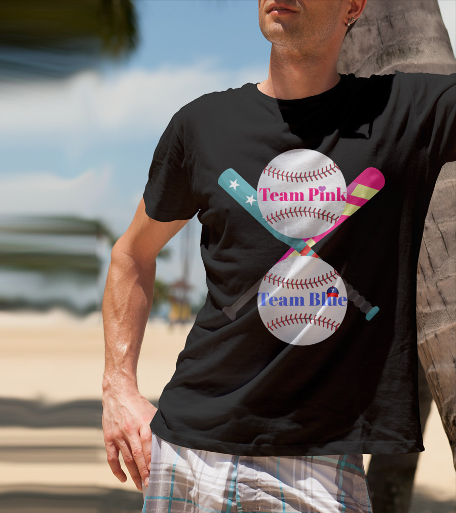 Team Pink Team Blue Cute Baseball Gender Reveal Party T-Shirt