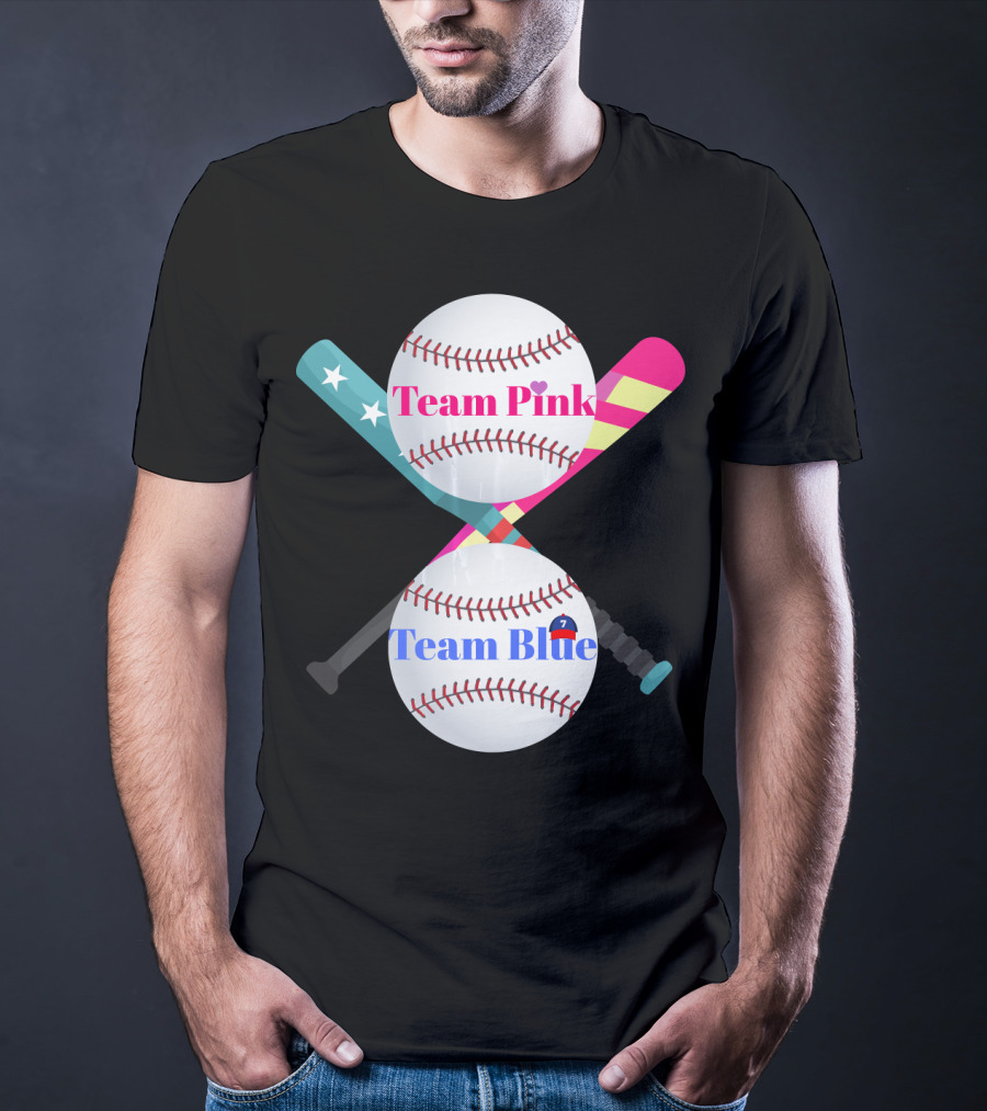 Team Pink Team Blue Cute Baseball Gender Reveal Party T-Shirt