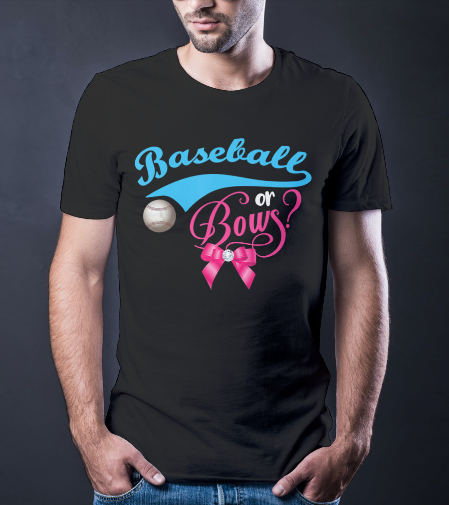 Baseball Or Bows Gender Reveal Party T-Shirt