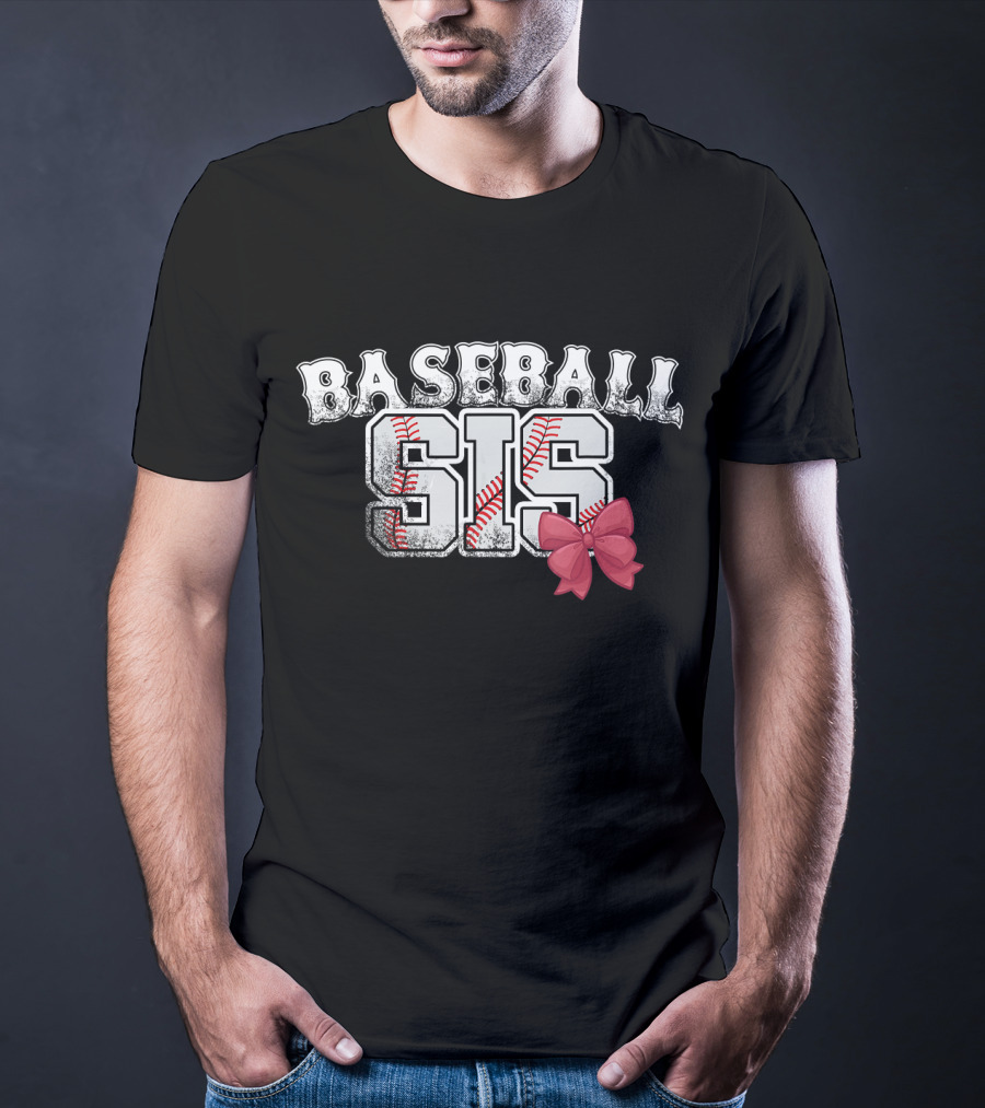 Baseball Sis With Pink Bow T-Shirt