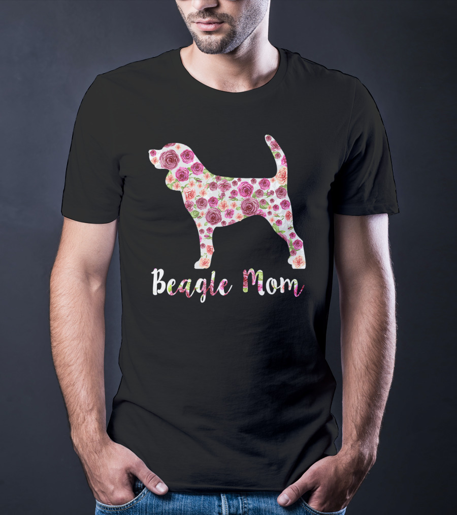 Beagle Mom Floral Roses T-Shirt