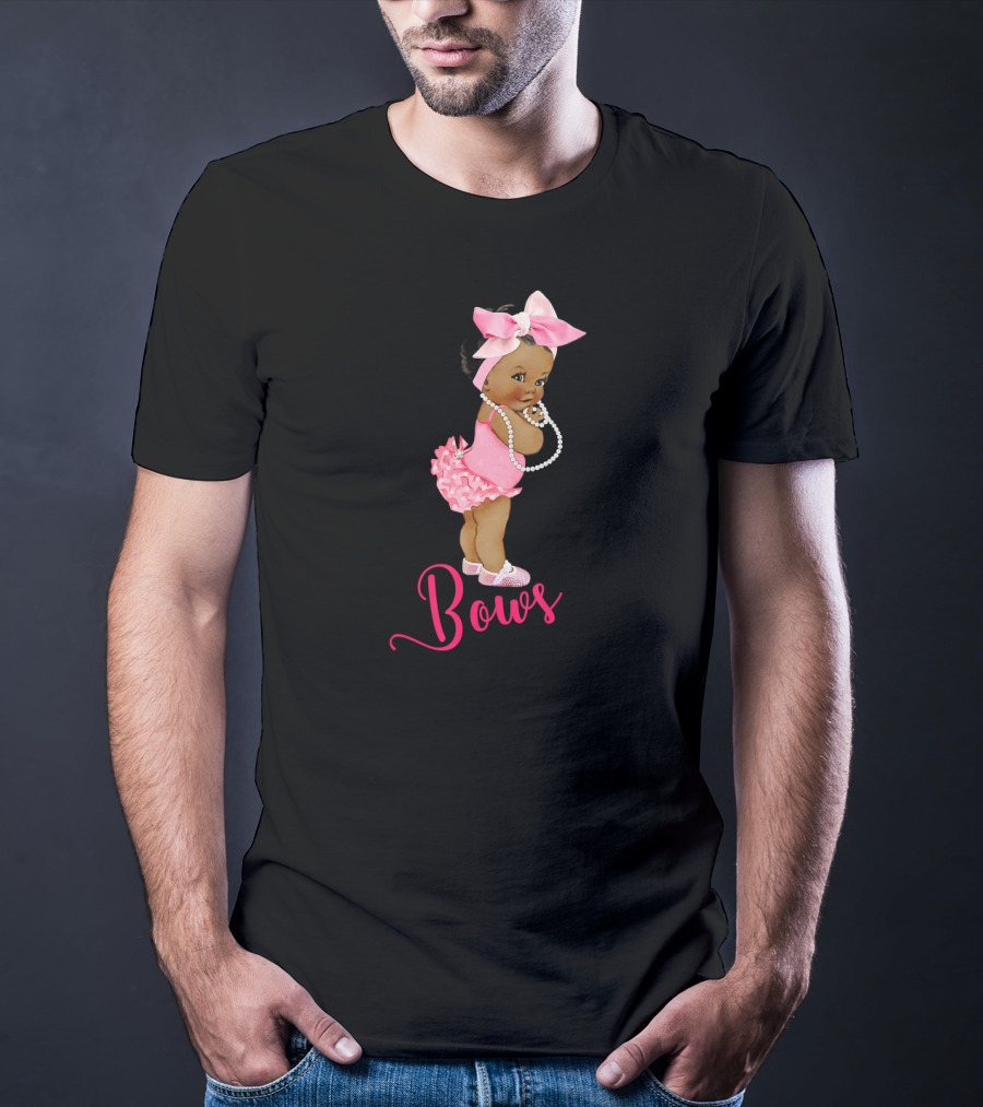 Bows Cute Ethnic Team Girl Gender Reveal T-Shirt