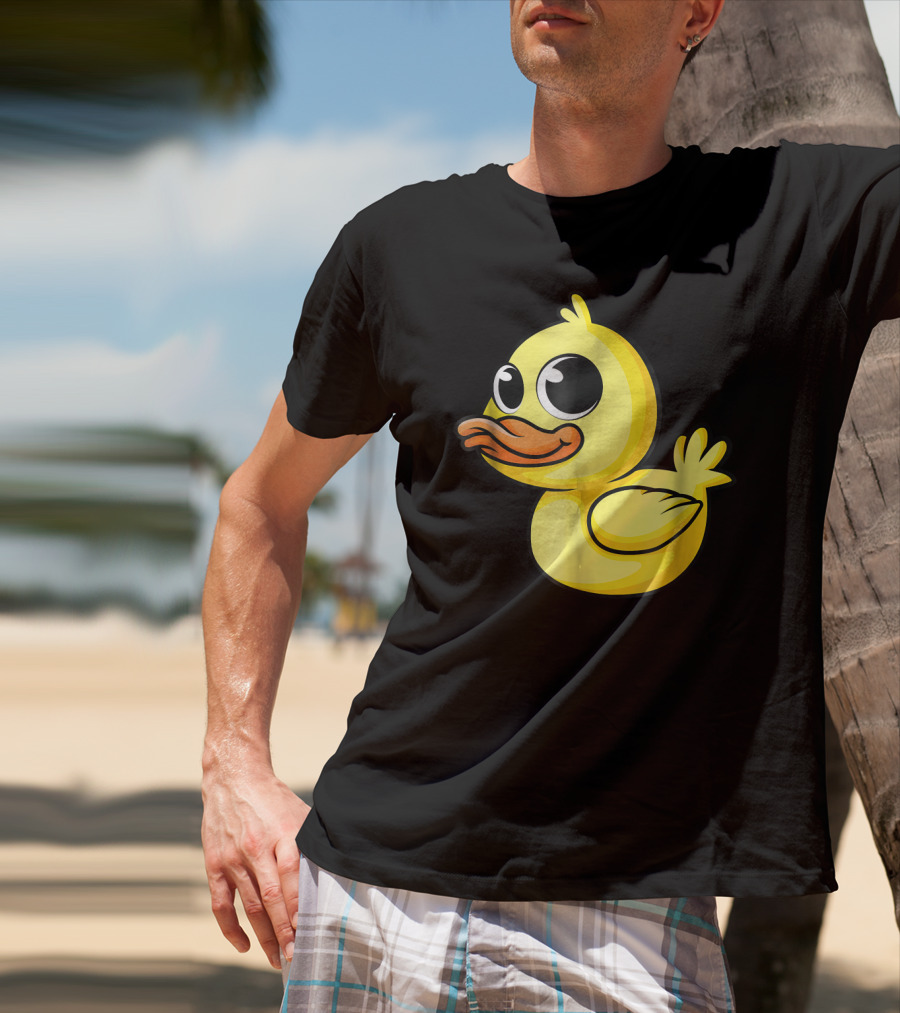 Cute Yellow Cartoon Duckling Baby Duck Bird T-Shirt